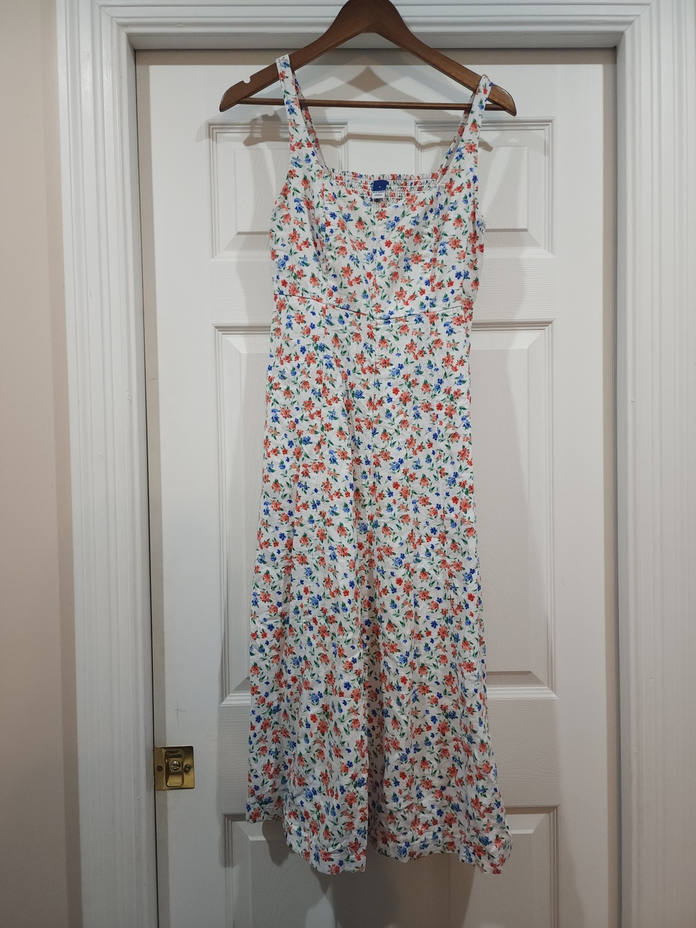 Old Navy Linen Blend Midi Dress with Floral Print S Cottagecore Smocked